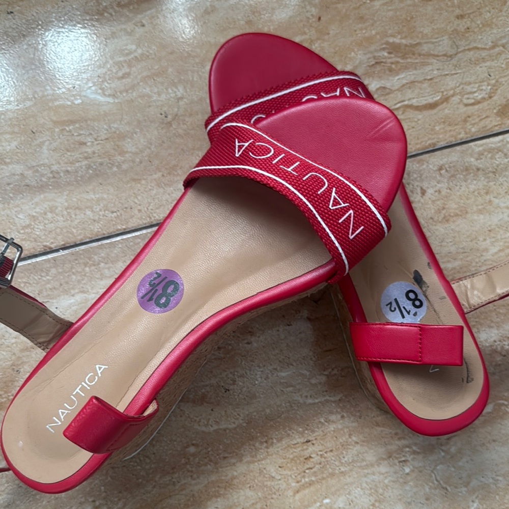 Nautica Red Sandals with Sleek Elastic Strap